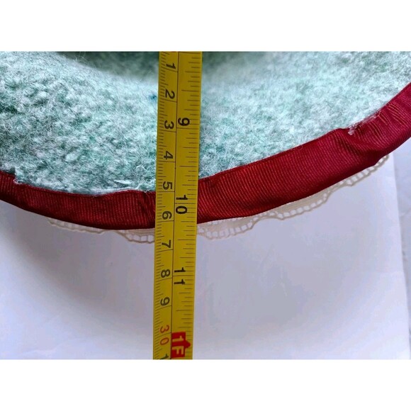 Vintage Handmade Wool Clouche Hat Floral Ribbon Crochet Lined Blue Hat OSFA main image 7